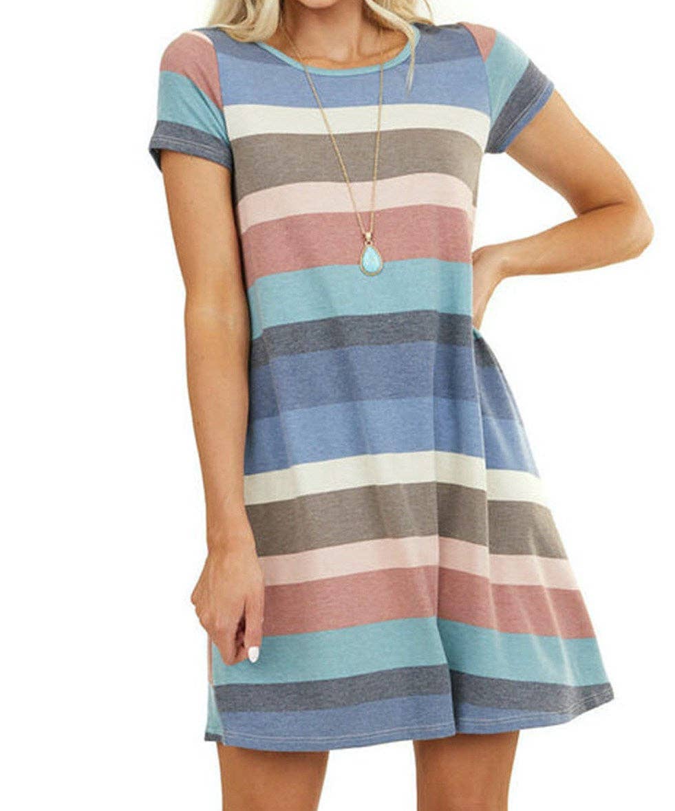 Multi Stripe Pocket Dress