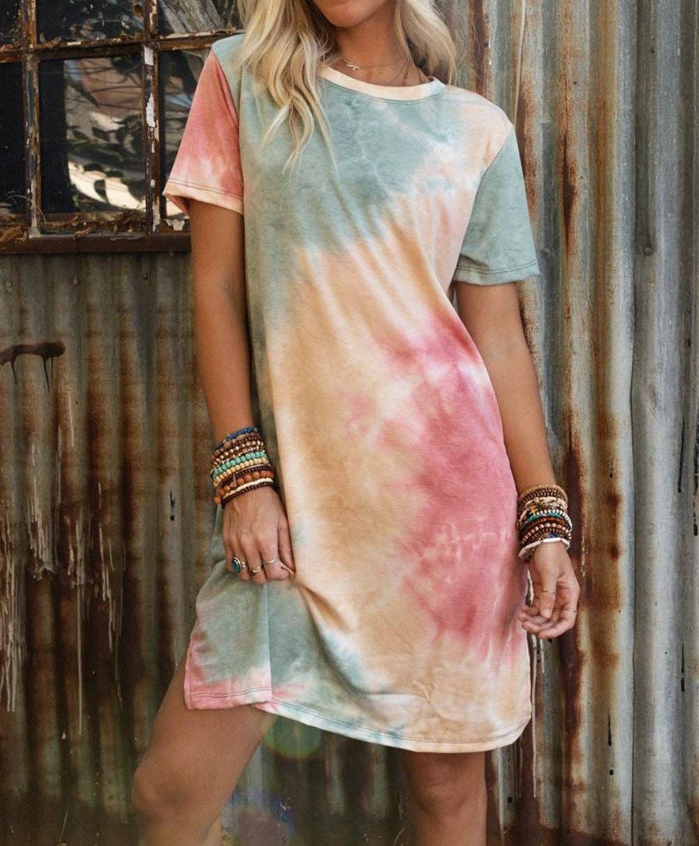 Watercolor Tie Dye Tee Dress