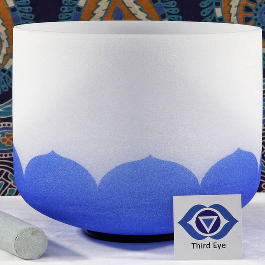 Third Eye Chakra Lotus Frosted Quartz Crystal Singing Bowl