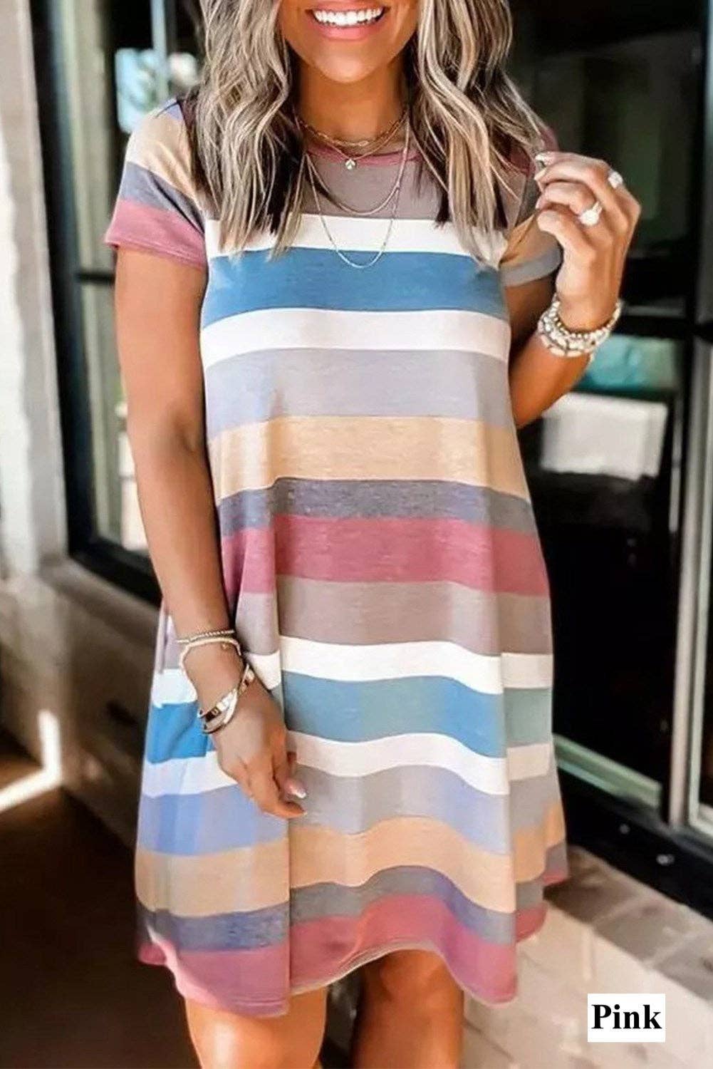 Multi Stripe Pocket Dress