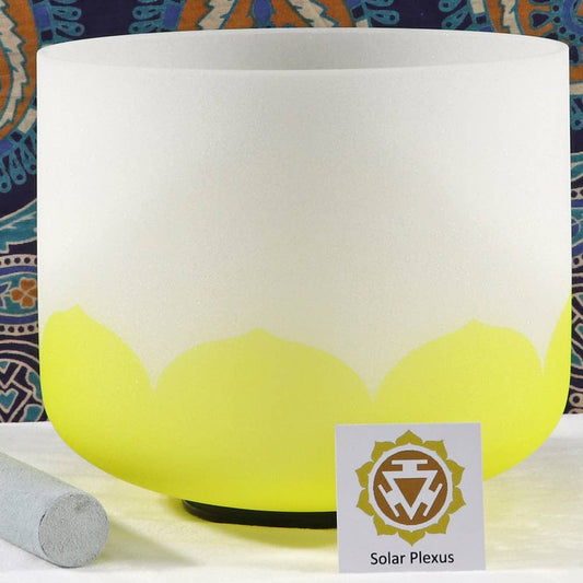 Solar Plexus Lotus Chakra Frosted Quartz Crystal Singng Bowl