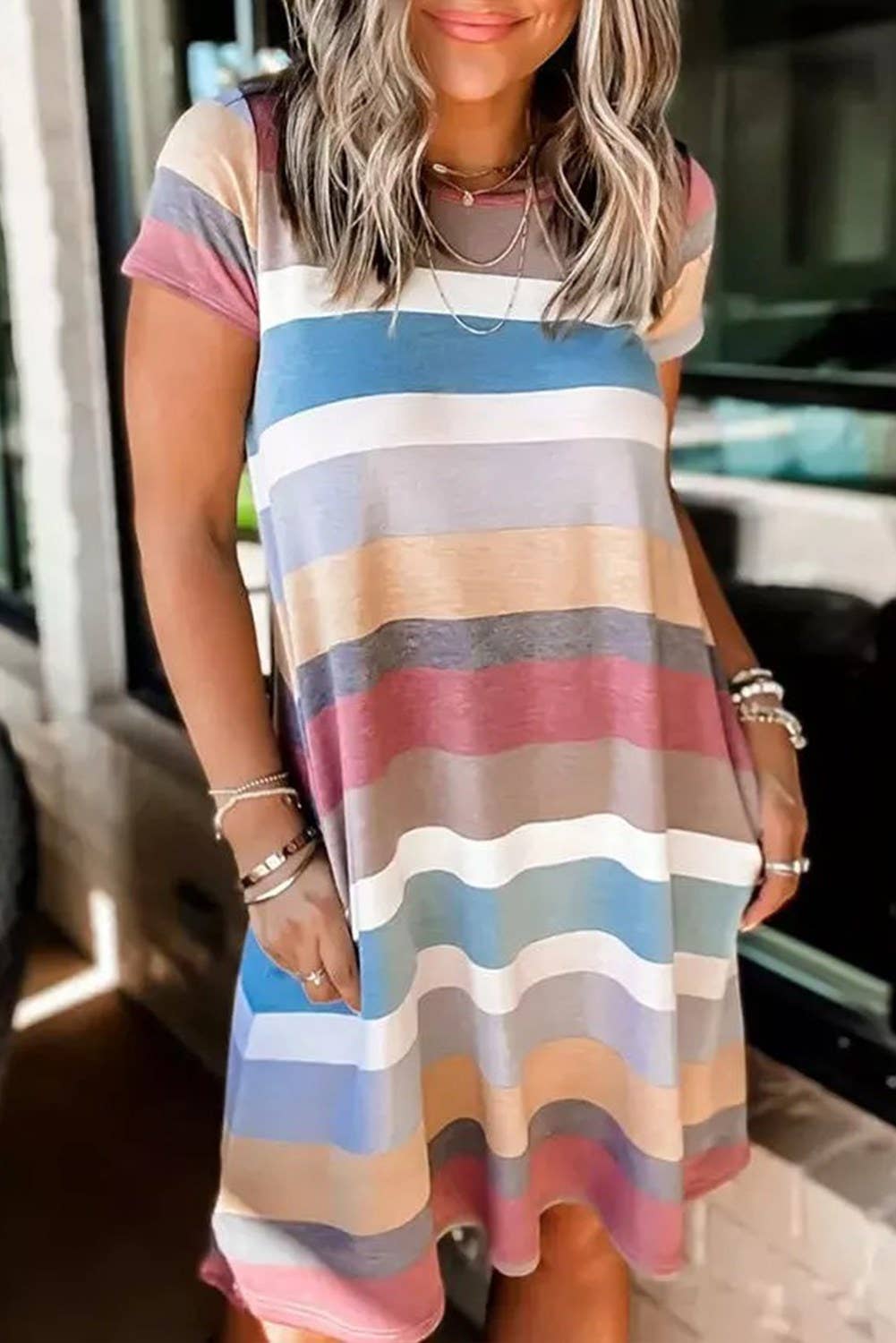 Multi Stripe Pocket Dress