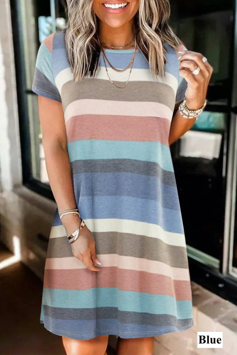 Multi Stripe Pocket Dress