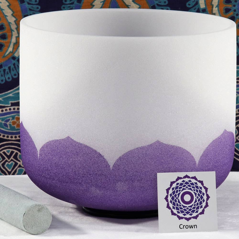 Crown Chakra Lotus Frosted Quartz Crystal Singing Bowl