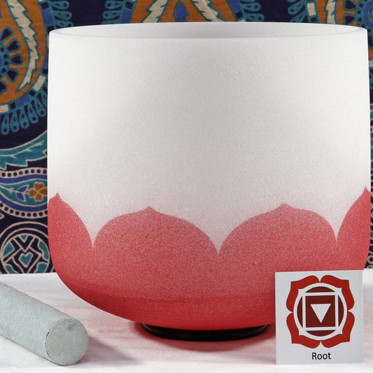 Root Chakra Lotus Frosted Quartz Crystal Singing Bowl