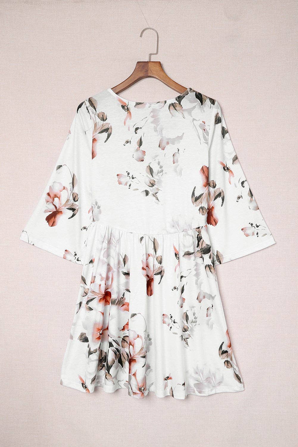 Floral 3/4 Sleeve Empire Dress